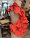 Top corail à volants plissés