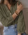Blouse vert sauge à chevrons