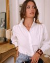 Chemise classique blanche à col montant plissé