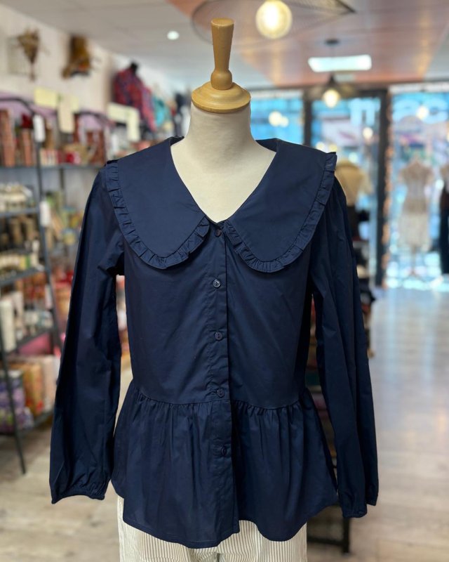 Blouse à basque bleu marine...