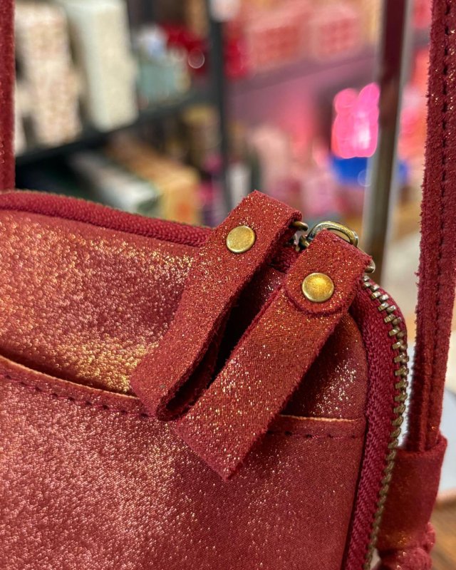 Pochette bandoulière pour téléphone en cuir pailleté