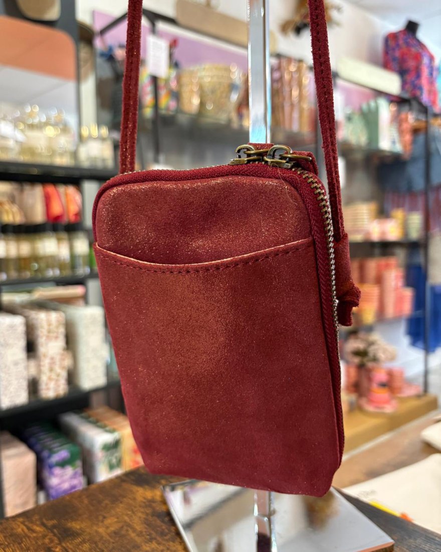 Pochette bandoulière pour téléphone en cuir pailleté