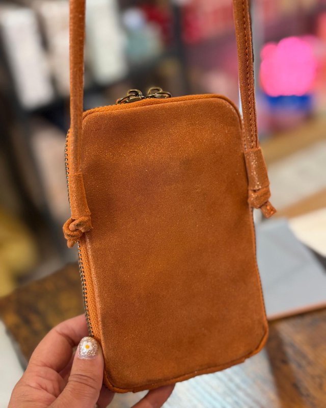Pochette bandoulière pour téléphone en cuir pailleté