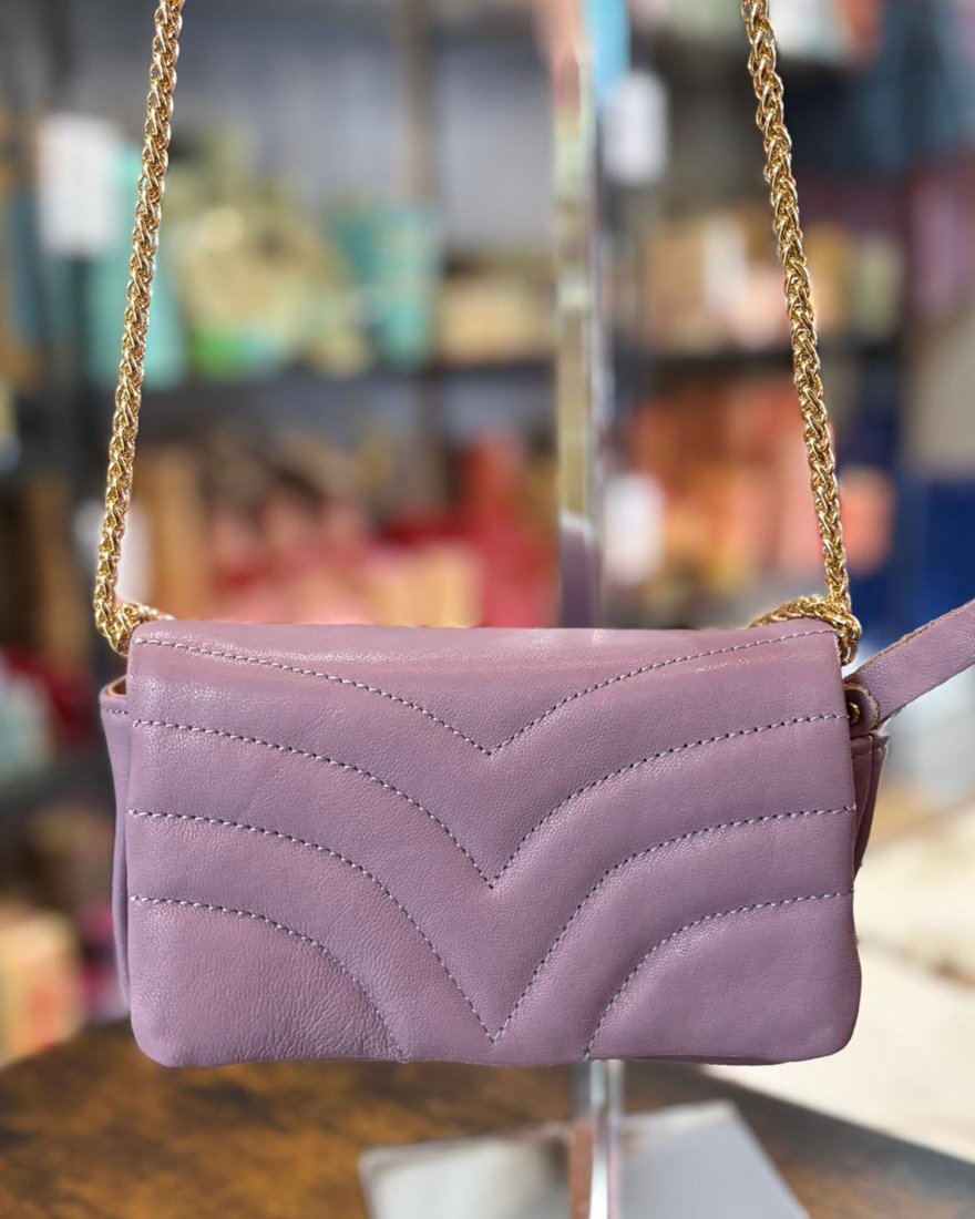 Petit sac matelassé en cuir lisse