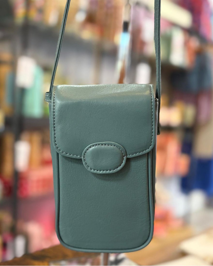 Pochette bandoulière pour téléphone en cuir lisse