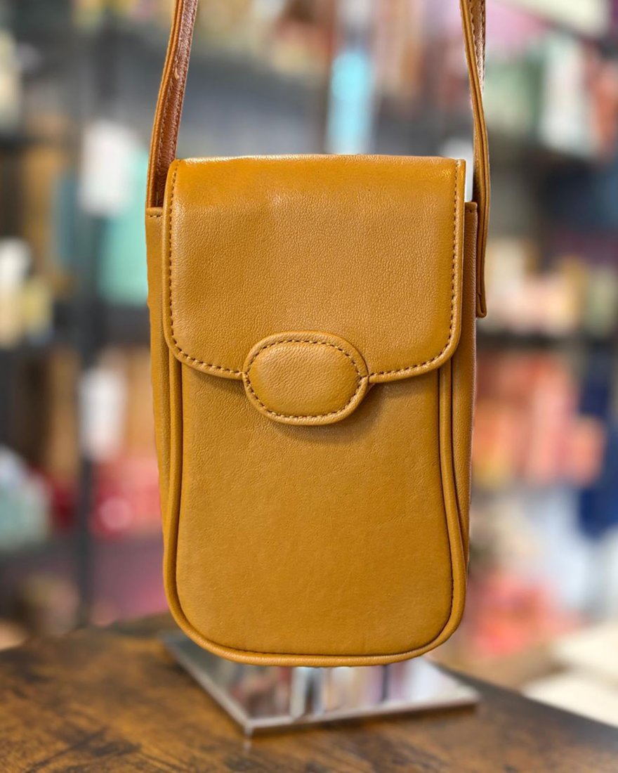 Pochette bandoulière pour téléphone en cuir lisse