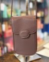 Pochette bandoulière pour téléphone en cuir lisse