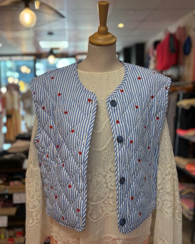 Gilet matelassé rayé bleu à...