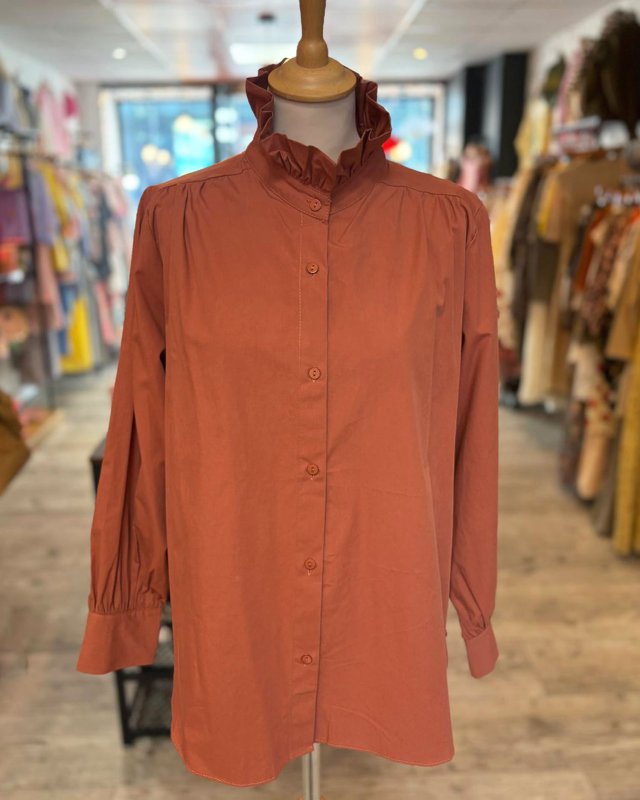 Chemise terracotta à col...